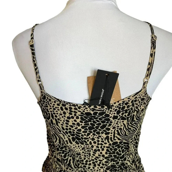 Vero Moda Animal Print Glory Singlet Tiered Dress in Travertine NEW Size M - Picture 6 of 13
